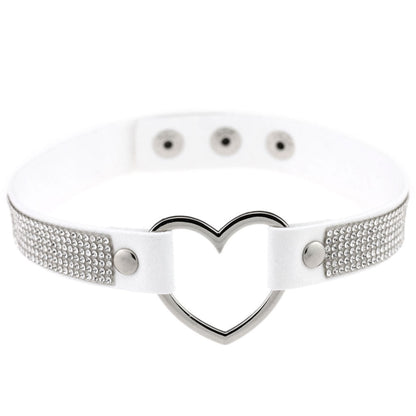 Japan's Harajuku Soft Girl Black Rhinestone Peach Heart Love-Shaped Collar Women's Neck Strap Collarbone Necklace Short