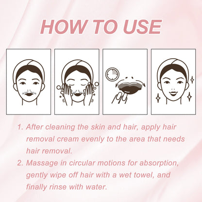 Ouhoe Peach Hair Removal Cream Gentle Non-Irritant Cleaning Ladies Facial Lip Hair Quick Hair Removal Cream