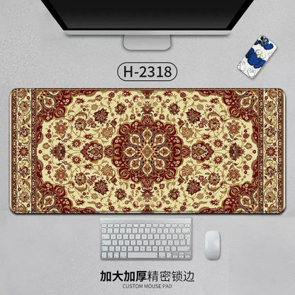 Large Persian Mouse Pad Office Carpet MousePad Natural Rubber Lockedge Anti Slip Desk Mat Laptop Office Game Accessories Pad