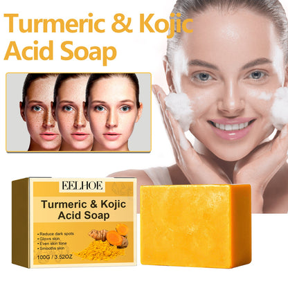 Turmeric & Kojic Acid Soap, Gently Clean Face Fade Spots Brighten Skin Tone Moisturize And Moisturize Even Skin Tone