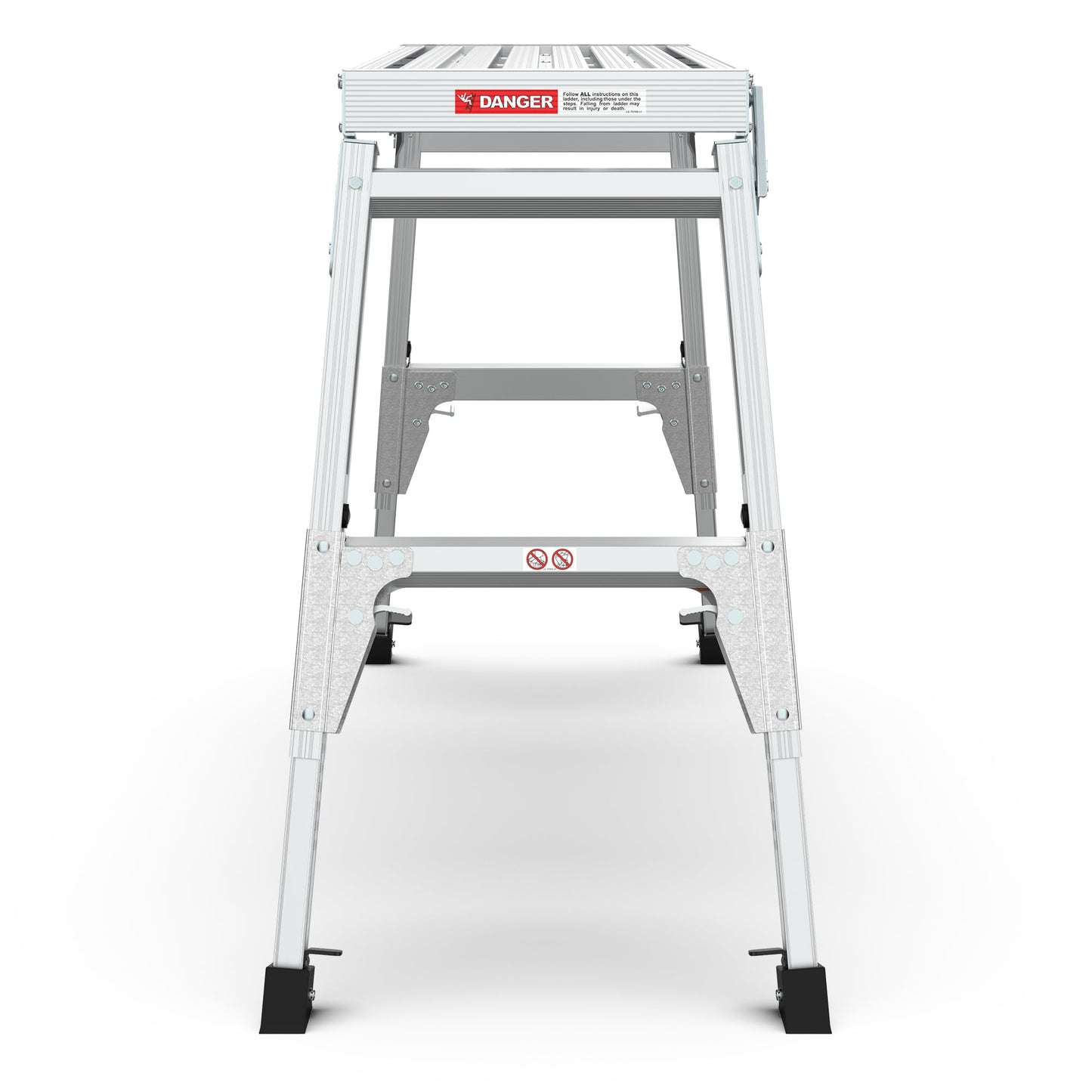 Aluminum Work Platform Large Size Step Stool Folding Portable Work Bench 40" Width Telescopic Feet 22" -27.5" Height Adjustable