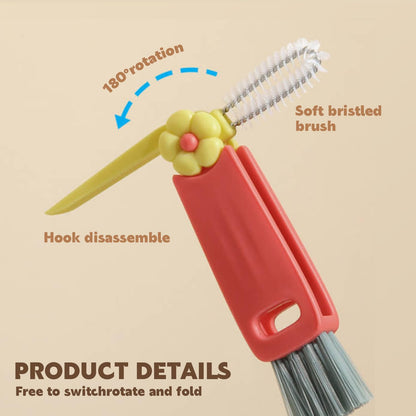 3 in 1 Cup Lid Cleaning Brush Crevice Cleaning Brush for Bottle Gap Tight Spaces Cup