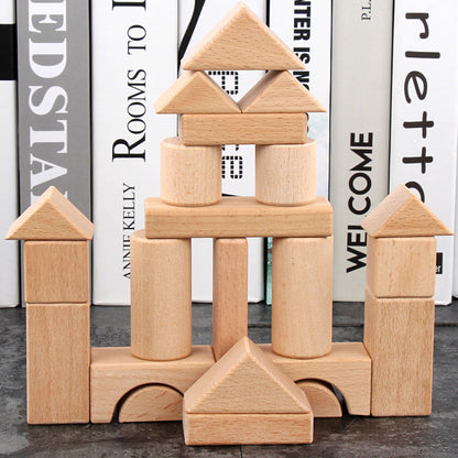 Puzzle Wooden Children's Wooden Boxed Beech 22 Pieces Can Be Bitten Assembled Building Blocks Pile Up Early Education Toys