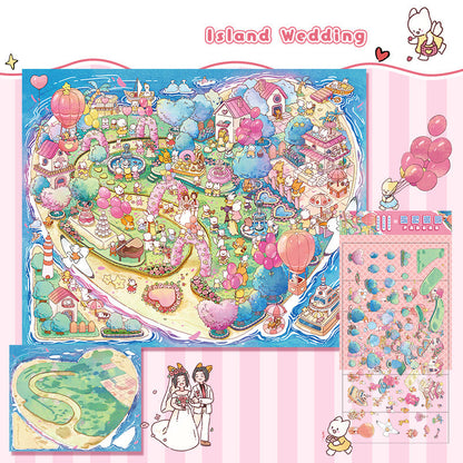 Landscape stickers large 3D stereoscopic scene collage miniature scene ledger stickers DIY stickers
