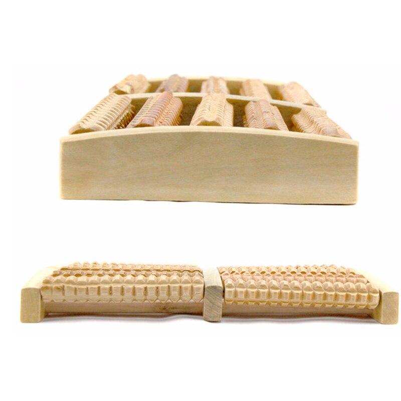 Wooden foot massager high quality wooden five row stress relieving treatment relaxing massage roller health massage tool