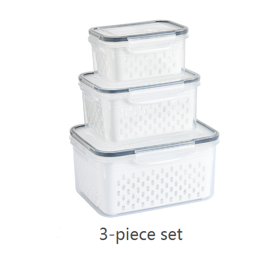Kitchen food sealed preservation box fruit and vegetable drainage plastic storage box with lid