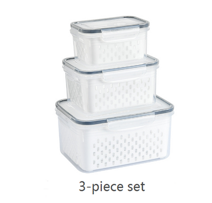 Kitchen food sealed preservation box fruit and vegetable drainage plastic storage box with lid