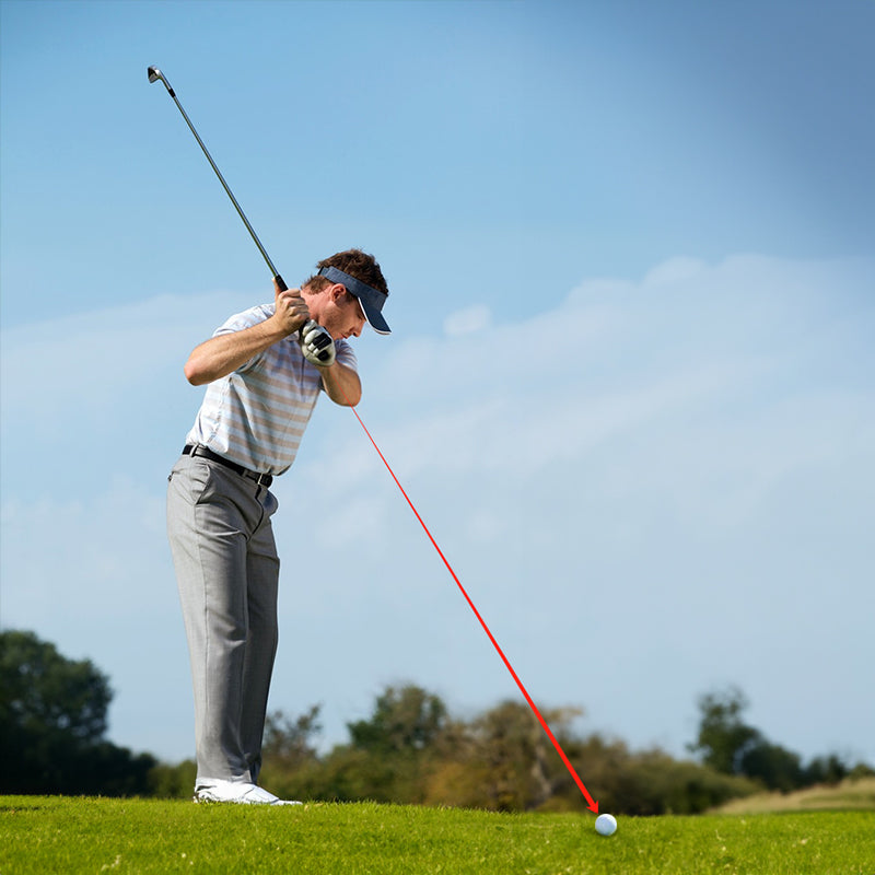 Golf swing training aid: swing plane corrector, posture indicator, indoor laser practice tool.