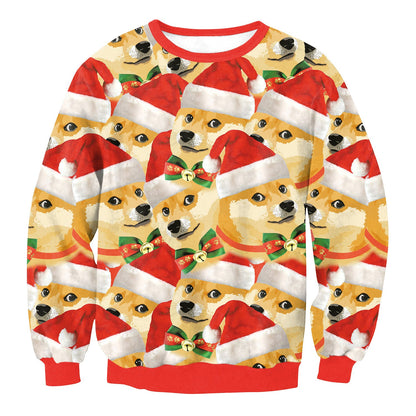 Ugly Christmas Sweater, Santa Elf Print, Pullover