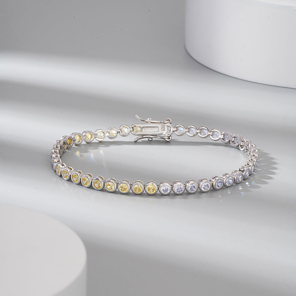 S925 Sterling Silver Two-tone Zircon Bracelet