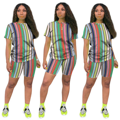 Printed Sports Casual Pants Suit Two-piece Set
