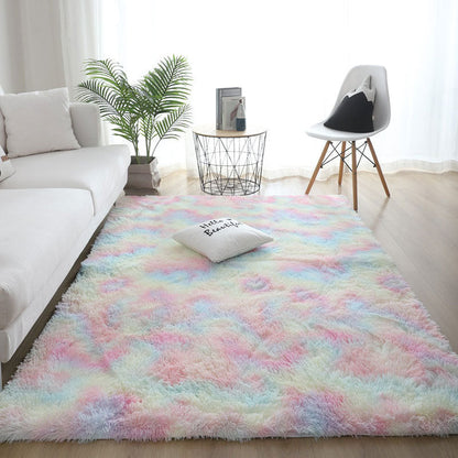 Silk Hair Tie-dyed Carpet Hair Plush Living Room Bedroom And Household