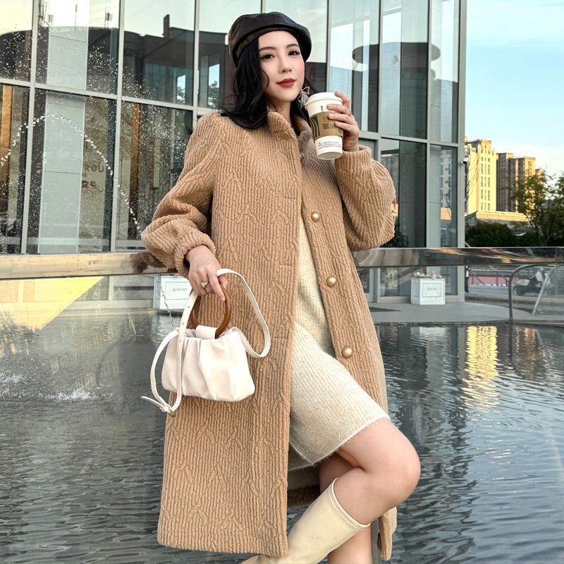 Faux Lamb Fur Leather Coat