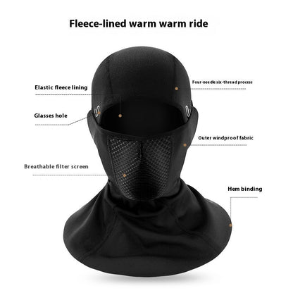 Outdoor Cycling Fleece-lined Windproof Helmet Cap