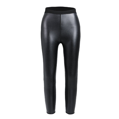 Seamless Butt-lift Mid Waist Fitness Leather Pants