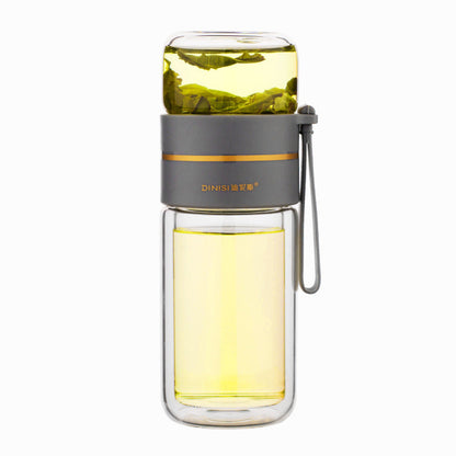Glass Water Bottle with Tea Infuser and Double Wall