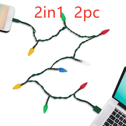 Christmas LED USB Charging Cable with Lights