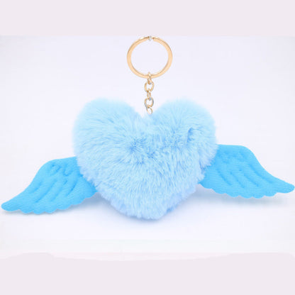 Heart Wool Ball Keychain Pendant