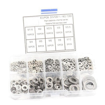 304 Stainless Steel Flat Washer Set M1.6–M10