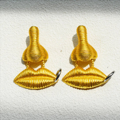 Baroque Style Exaggerated Lips Design Dangle Earrings For Women  Jewelry Vintage Ethnic Statement Earrings Accessories