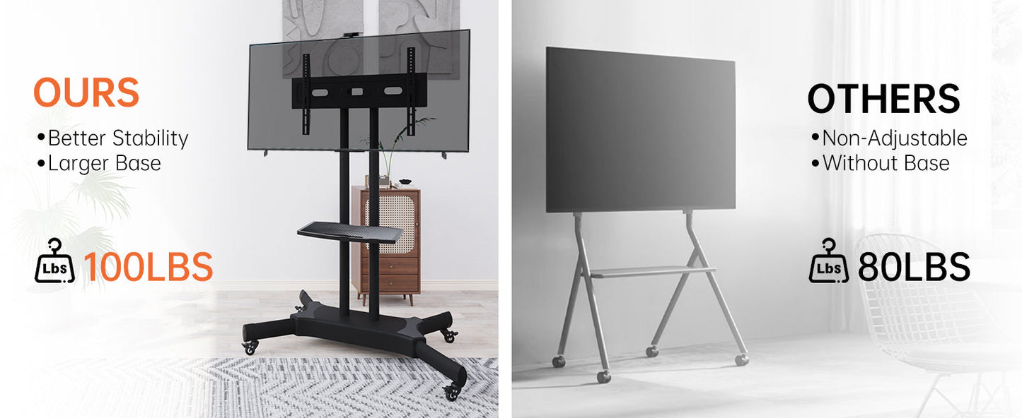 FANCO Universal Rotating TV Stand, suitable for 32-80 inch TVs, with adjustable tilt height and maximum VESA 600x400mm (black)