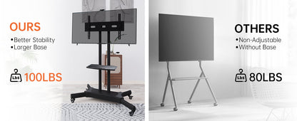 FANCO Universal Rotating TV Stand, suitable for 32-80 inch TVs, with adjustable tilt height and maximum VESA 600x400mm (black)