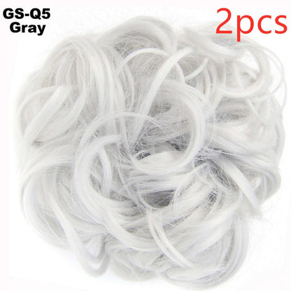 Fluffy Drawstring Curly Hair Bun Hair Set