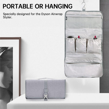 Large - capacity dustproof travel bag for Dyson Pre - Styling Dryer, fits curling barrels.