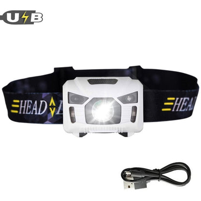 CREE 5W LED Body Motion Sensor Headlamp Mini Headlight Rechargeable Outdoor Camping Flashlight Head Torch Lamp With USB Charging