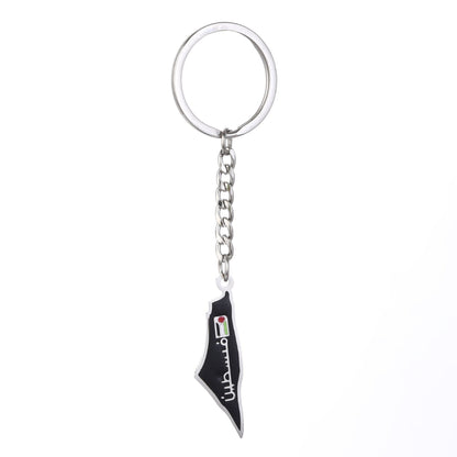 Israel Palestine Map Flag Drip Oil Stainless Steel Keychain Fashion Men's and Women's Stainless Steel Keys