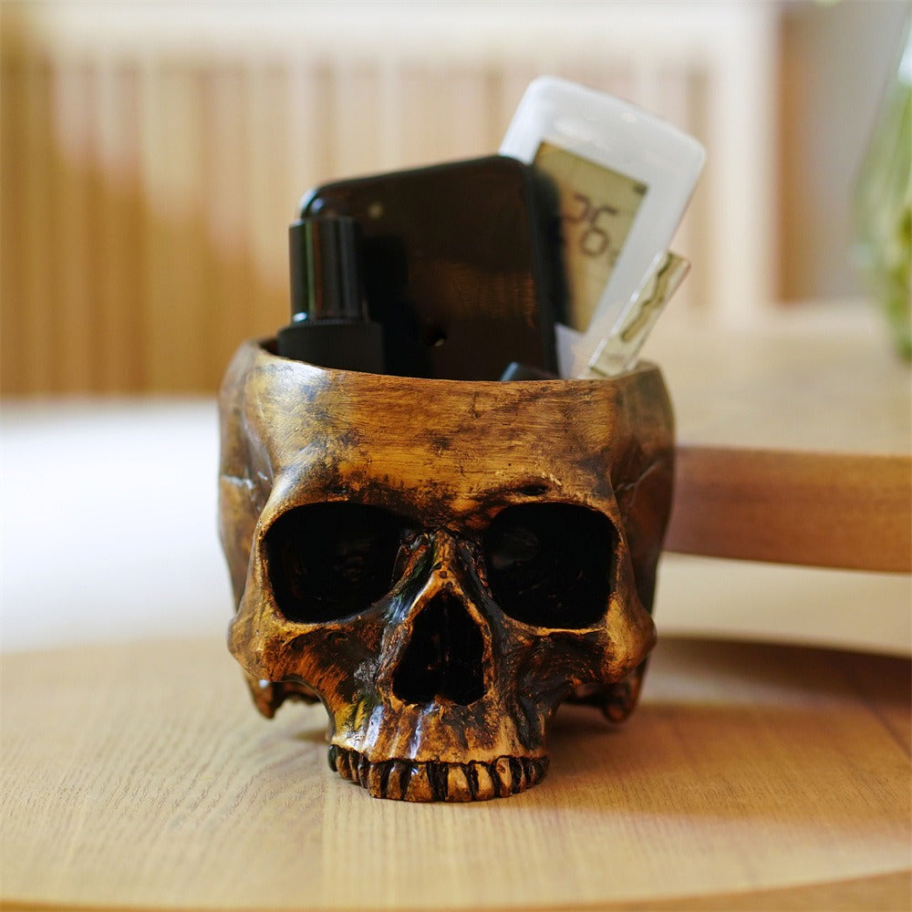 Bronze Skeleton Flower Pot Candy Storage Plate Makeup Brush