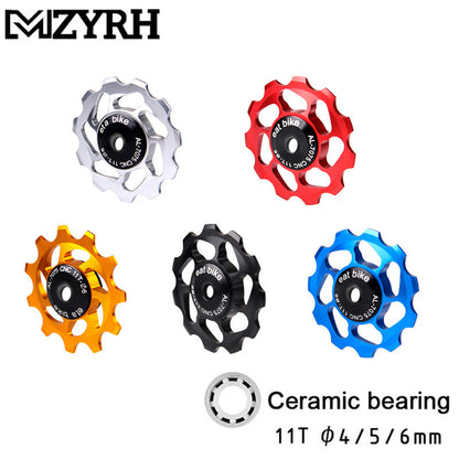 Mountain Bike Transmission Rear Dial Guide Wheel Ceramic Perlin Guide Wheel 11T Tooth Aluminum Alloy Tension Wheel