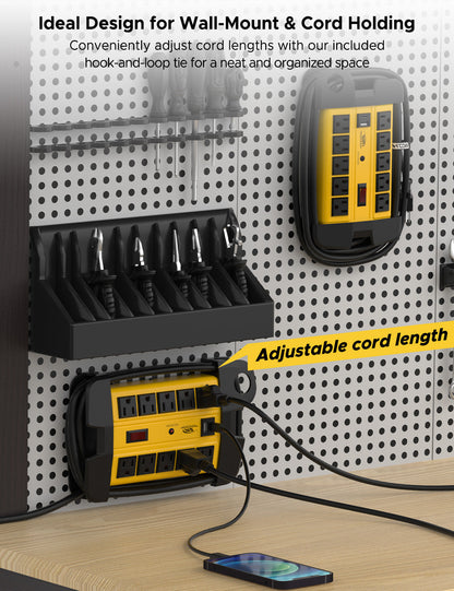 CRST 10-Outlet Heavy Duty Metal Power Strip | USB-C, 2800J Surge, ETL Listed