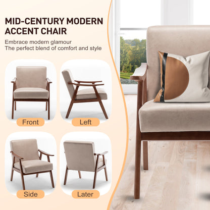 Solid wood frame living room chair, accent chair with thick backrest, casual chair Indoo