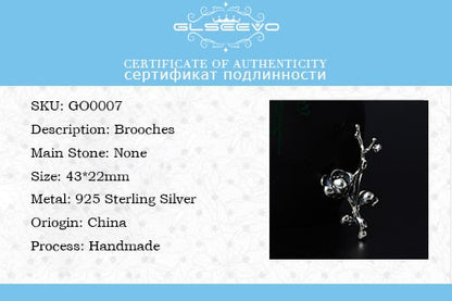 GLSEEVO Vintage Magnolia Brooches For Women Gift 925 Sterling Silver Luxury Brooch Broche Plata De Ley 925 Fine Jewellery