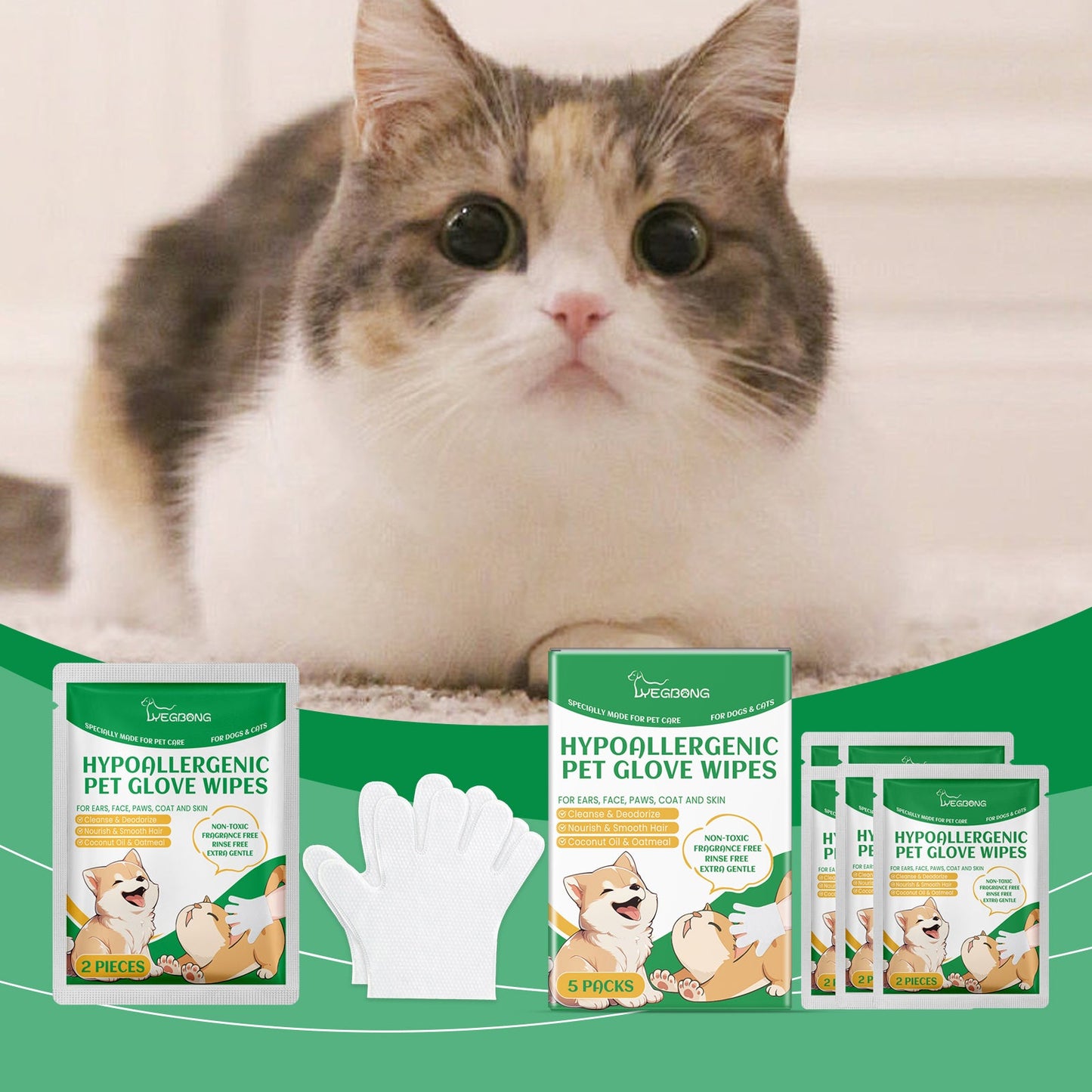 Pet Disposable Cleaning Gloves Dog Cat Hair And Skin Gentle Cleaning Care Gloves