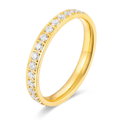 Diamond Titanium Steel Stackable Women's Ring
