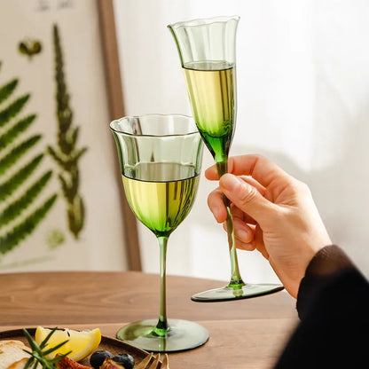 Vintage Green Red Wine Cup Glass Goblet Champagne Cup Cocktail Martini Glass  Home Drinking Utensils Crystal Cup
