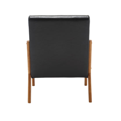 COOLMORE modern style chair, solid wood cushion lounge armchair with a pillow (black PU)