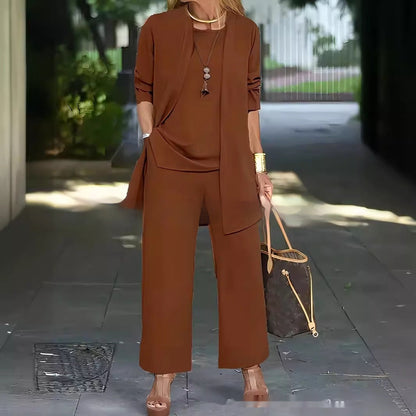 Sleeveless Top Cardigan Wide Leg Pants Suit