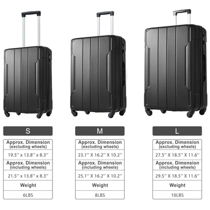 Hardshell Luggage Spinner Suitcase with TSA Lock Lightweight Expandable 28'' (Single Luggage) Black + ABS + 28 Inch