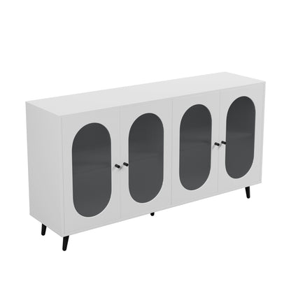 Modern Accent Sideboard Cabinet with Acrylic Doors, Freestanding Storage Cupboard Console Table for Kitchen Dining White