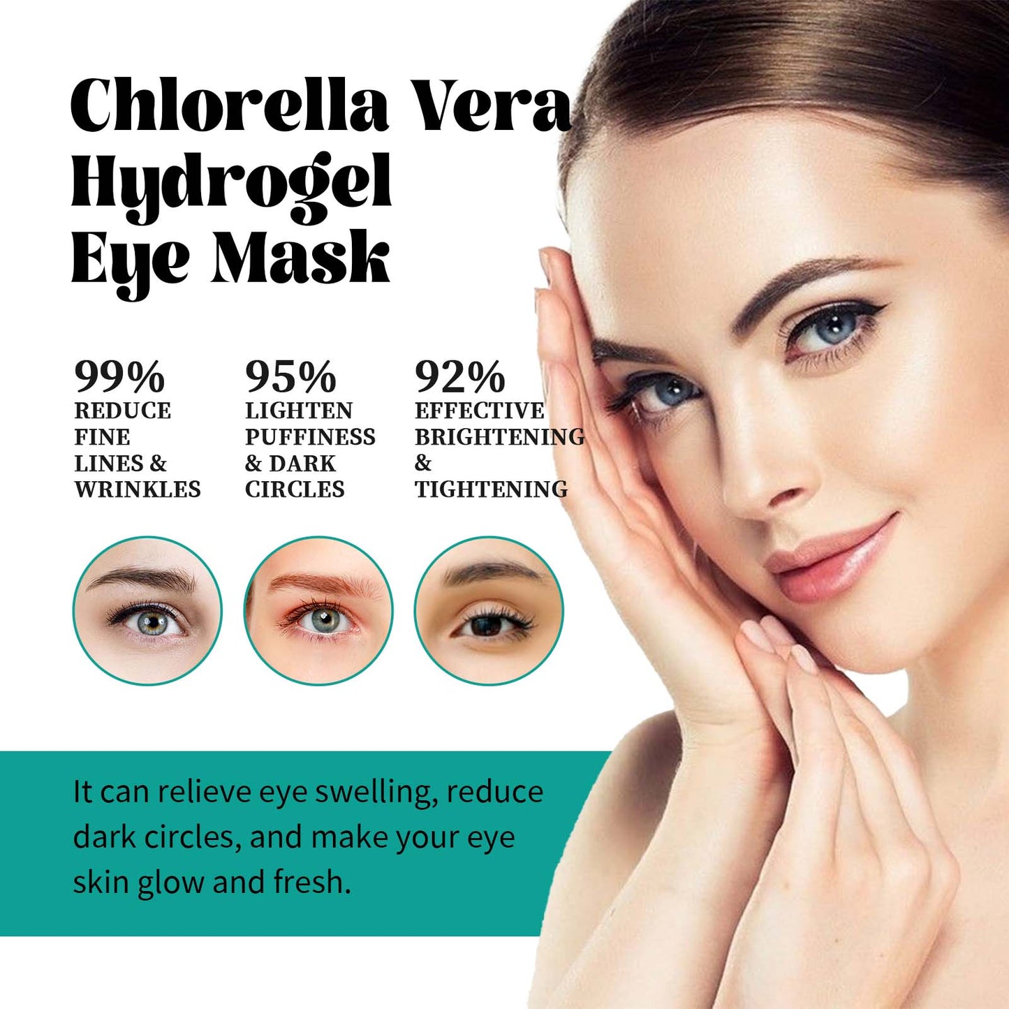 Chlorella Vera Hydrogel Eye Mask, Moisturizing Desalination Eye Grain Compact Fine Grain Soft Skin Hydrating Eye Mask