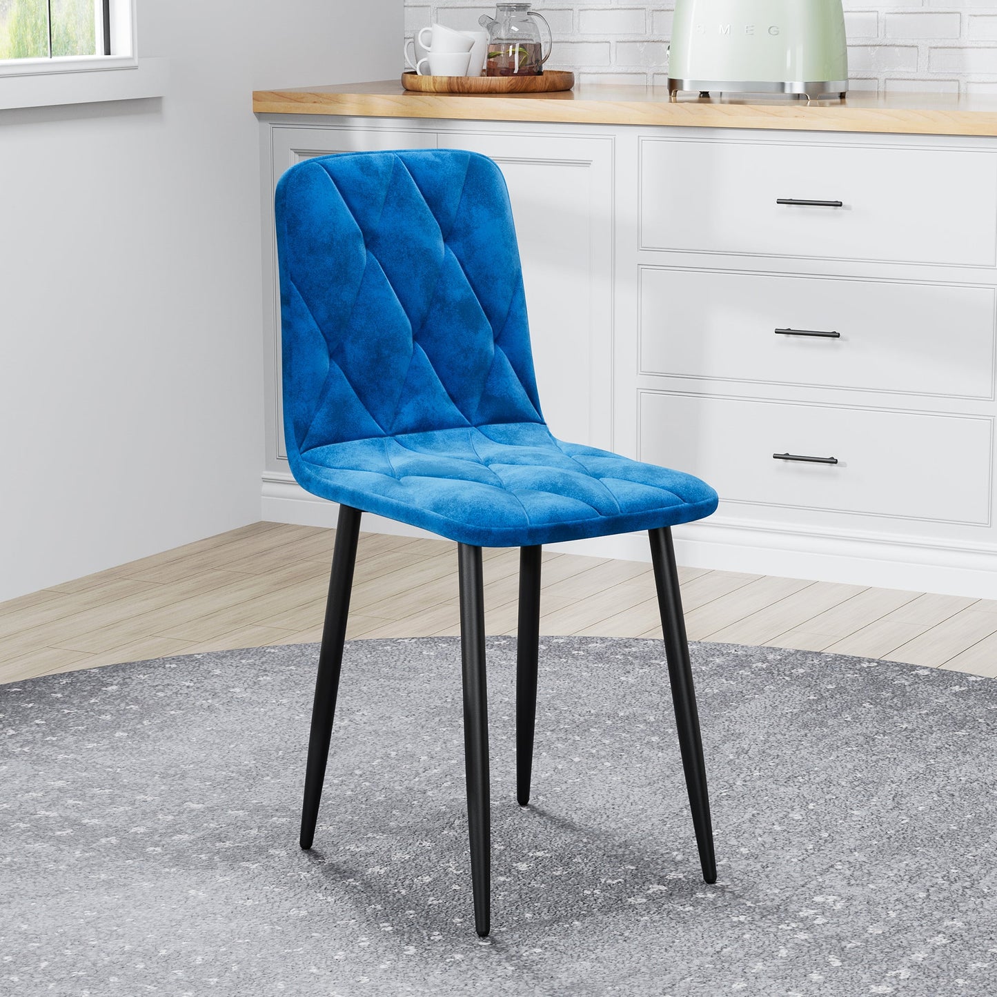Dining Chairs Set of 4, Modern Kitchen Dining Room Chairs, Velvet Dining Chair Upholstered Cushion Seat and Sturdy Metal Legs