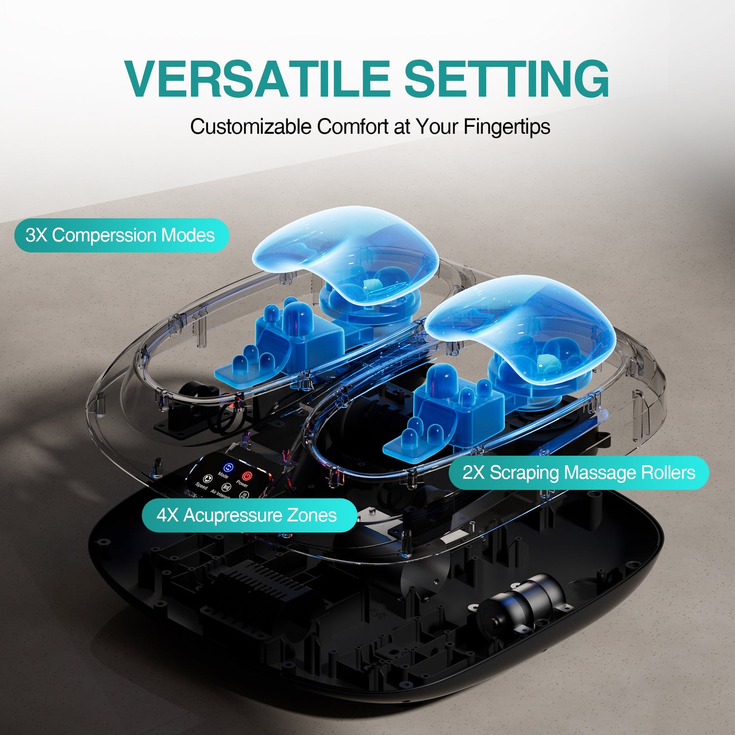 Shiatsu foot massager, heating and deep massage therapy, air compression, vibration pain relief, and circulation