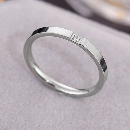 Titanium Steel Anti-fading Diamond Couple Ring