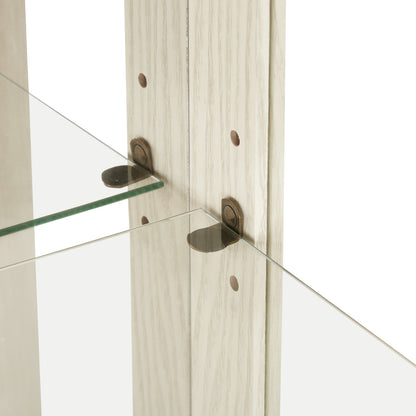 Light colored glass cabinet Curio display cabinet with adjustable glass frame, 2 doors and 1 drawer, including white light bulbs