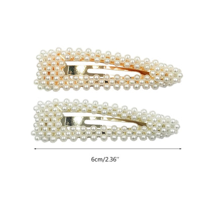 Women Bridal Vintage Faux Pearl Wrapped Hairpins Girl Glitter Accessory Gold/Silver Metal Alloy Hair Clip Water Drop Wedding