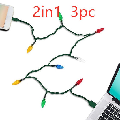 Christmas LED USB Charging Cable with Lights