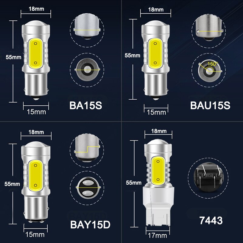 NLpearl 2x Signal Lamp 1156 LED BA15S P21W BAU15S PY21W Auto Turn Signal Light 12V COB 1157 BAY15D P21/5W LED Brake Stop Lamps